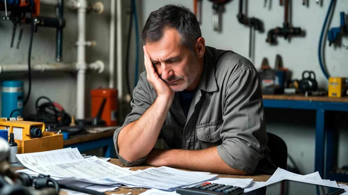 Frustrated HVAC contractor overwhelmed by marketing challenges and low online visibility in Colorado Springs.