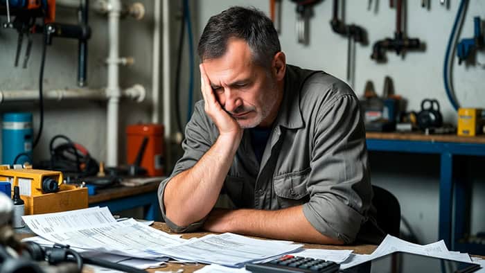 Frustrated HVAC contractor overwhelmed by marketing challenges and declining online visibility in Colorado Springs.