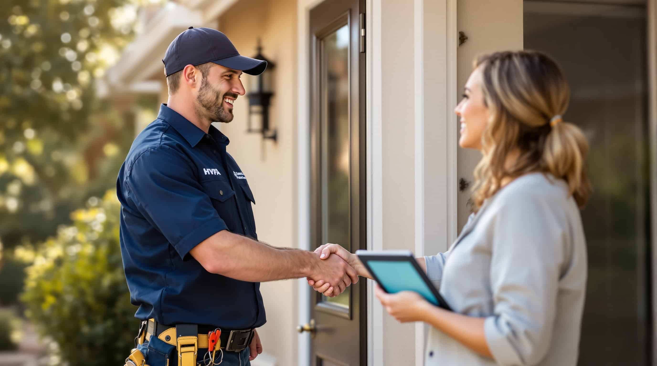 Colorado Springs service business owner receiving positive Google review from technician.